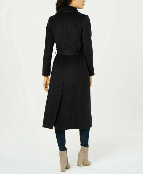 Forecaster Jacket Lambswool Blend Belted Maxi Coat Women Black Size 2